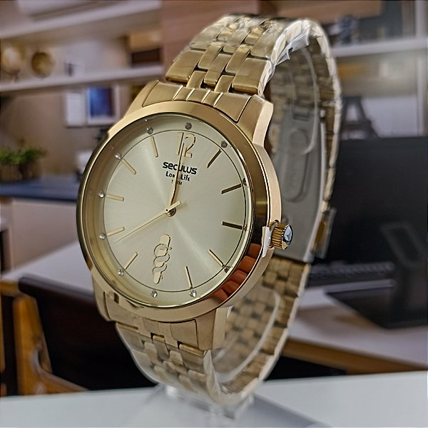 Relógio Seculus Feminino Dourado 44054LPSKDA1K1