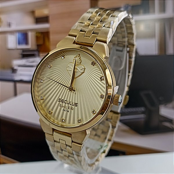 Relógio Seculus Feminino Dourado 44013LPSKDA1