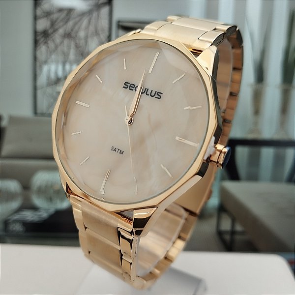 Relógio Seculos Feminino Dourado-77165LPSVDS2-L1/2