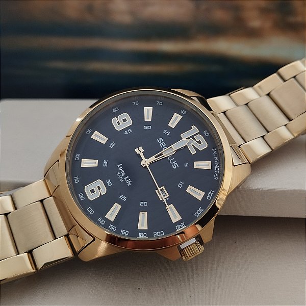 Relógio Masculino Seculos Dourado 44219GPSVDA6