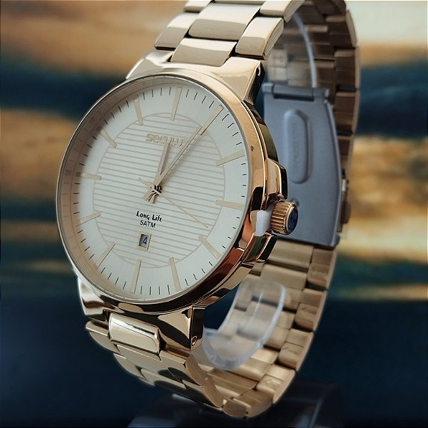 Relógio Masculino Seculos Dourado 23730GPSVDA2