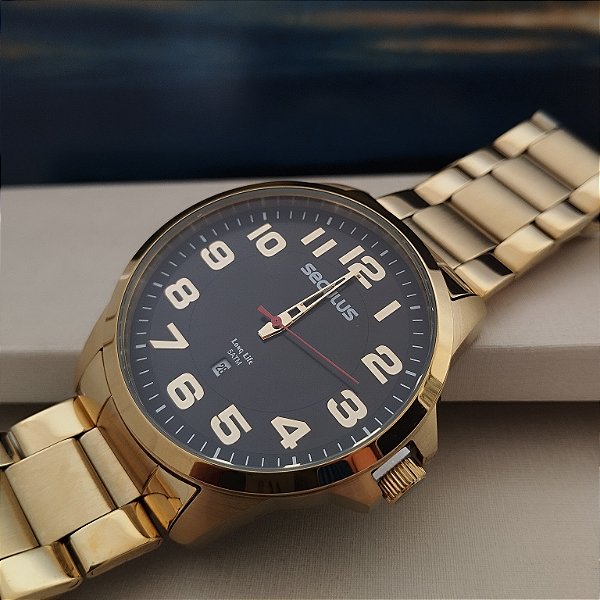 Relógio Masculino Seculos Dourado 44216GPSVDA4