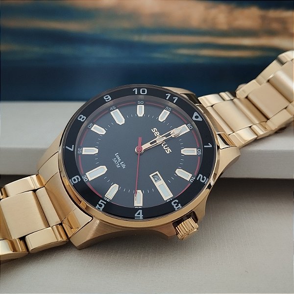 Relógio Masculino Seculos Dourado 23727GPSVDA2