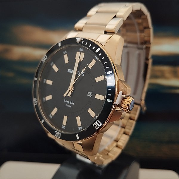 Relógio Masculino Seculos Dourado 44203GPSVDA4