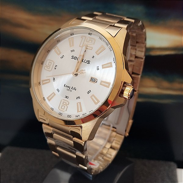 Relógio Masculino Seculus Dourado 44219gpsvda4
