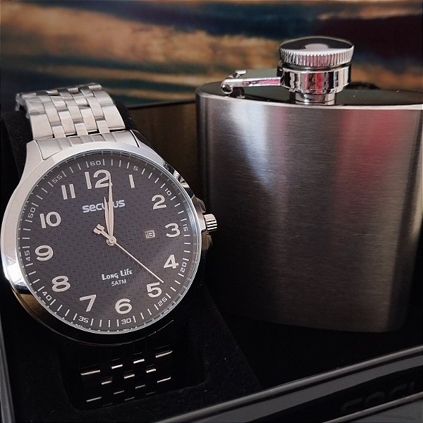 Relógio Masculino Social Visor Texturizado Prata 44215G0SVNA1K1