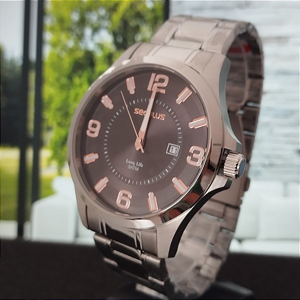Relógio Seculus Masculino Casual Prateado - 23739g0svna2