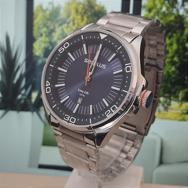 Relógio Masculino Aço com Calendário Prata - 77262G0SVNA1