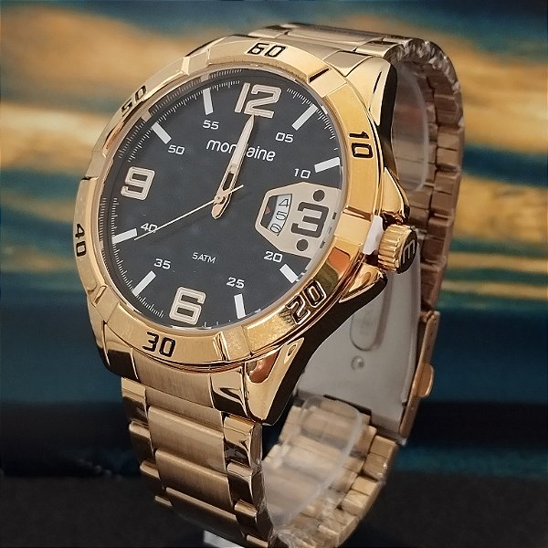 Relógio Masculino Casual Calendário Dourado -32650GPMVDE2
