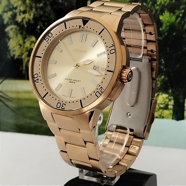 Relógio Orient Masculino Casual Dourado Grande Prova d´Agua MGSS1266C1KX