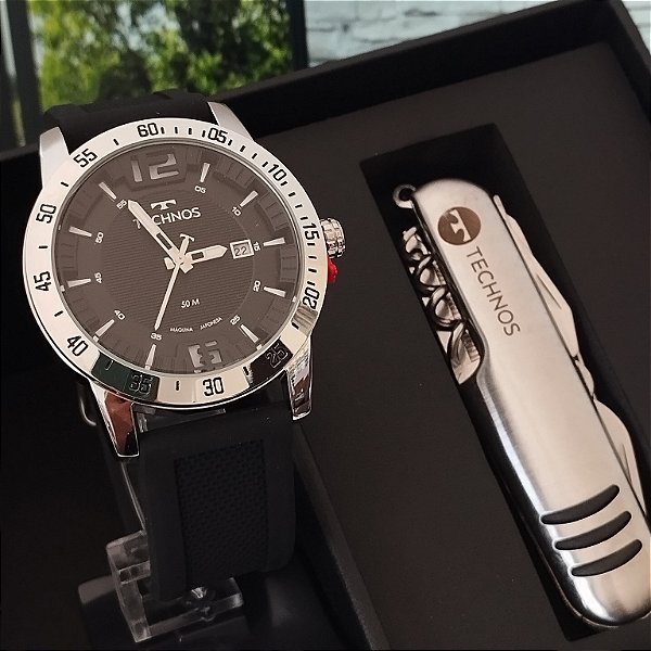 Kit Technos Masculino Militar Prata - 2117LEU/K2P
