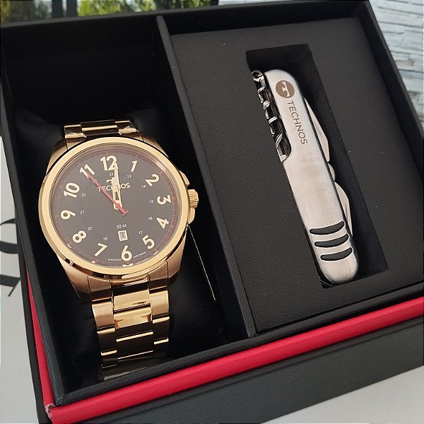 Kit Technos Masculino Militar Dourado - 2115TVE/K1P