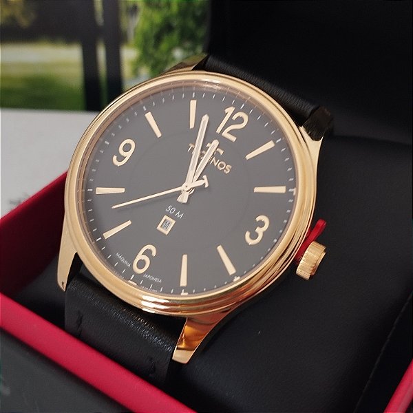 Relogio technos couro preto 2115TZW/0P