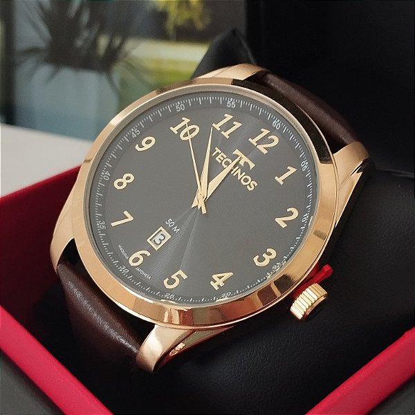 Relogio technos masculino couro 2315LAO/0A