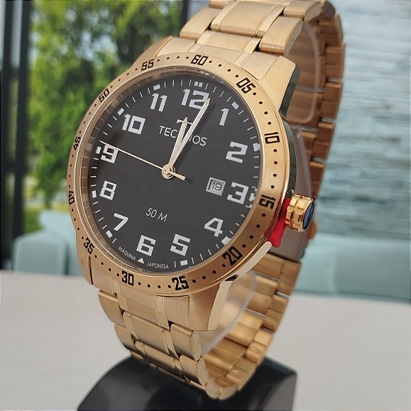 Relógio Technos Masculino Aço Militar Dourado 2115UAT1P