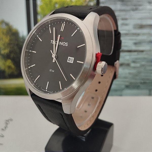 Relogio masculino technos couro preto 2115MSGS/0P