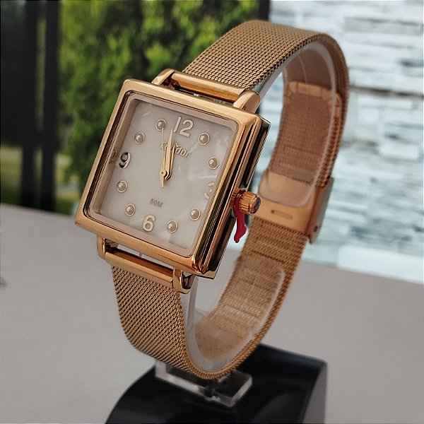 Relogio feminino dourado condor C02035NFR/4B