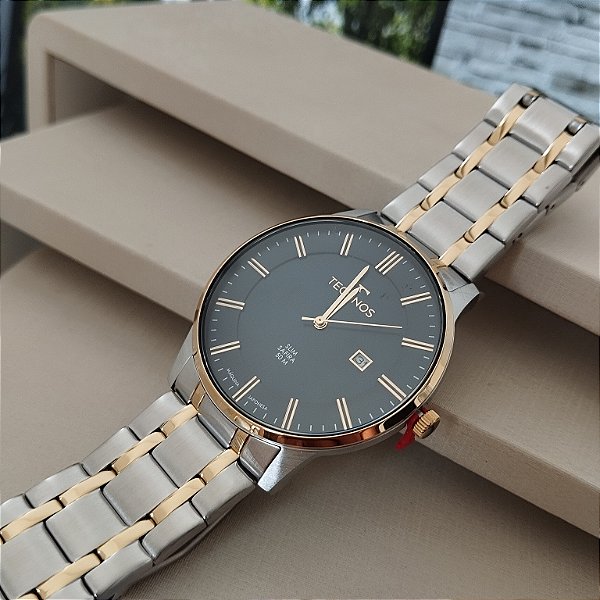 Relogio technos masculino prata com dourado GM10X/1A