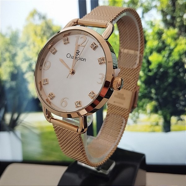 Relogio feminino champion dourado CF25572H