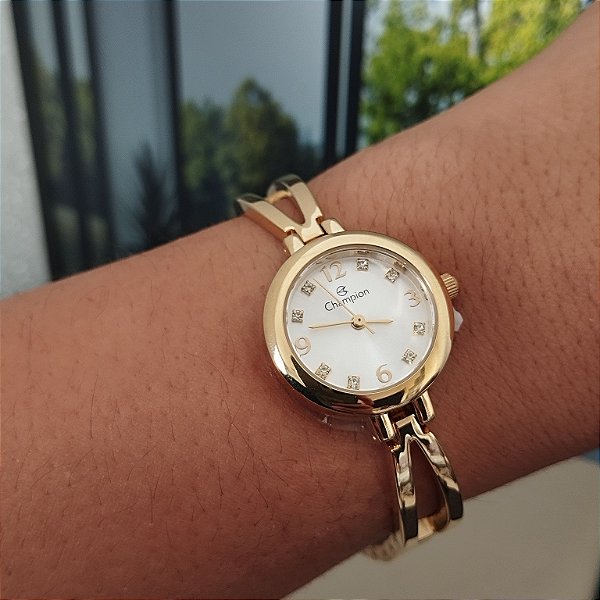 Relogio feminino champion dourado CF24377H