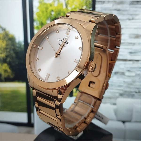 Relogio feminino champion dourado CN25930H