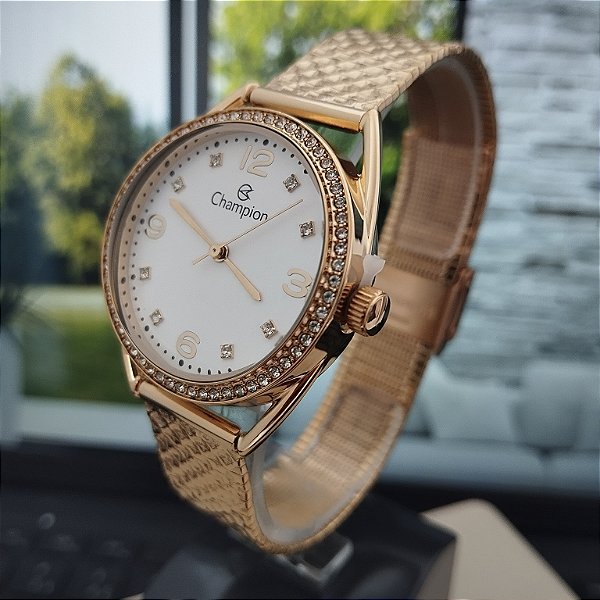 Relogio feminino champion dourado CF24644H
