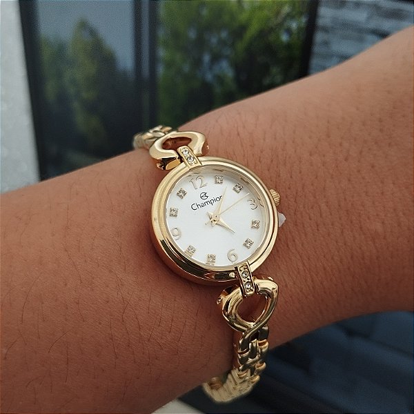 Relogio feminino champion dourado CF5410H