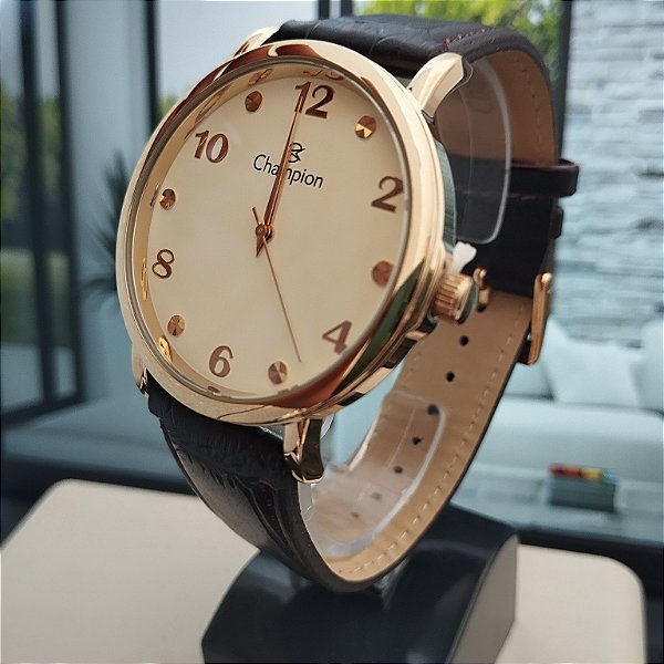 Relogio feminino champion de couro marron CN20659E