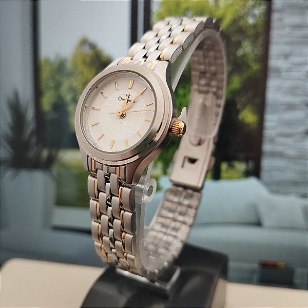 Relogio feminino champion prata com dourado CH27229B