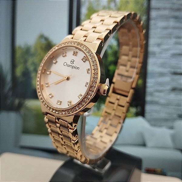 Relogio feminino champion dourado CF25661H