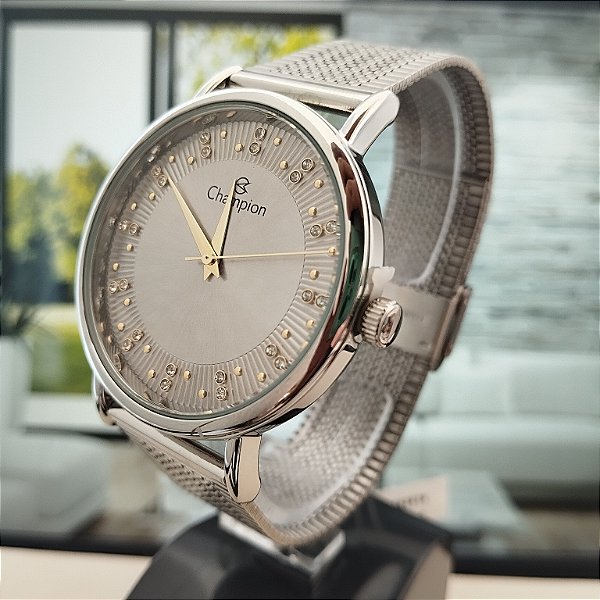 Relogio feminino champion prata CN21256C