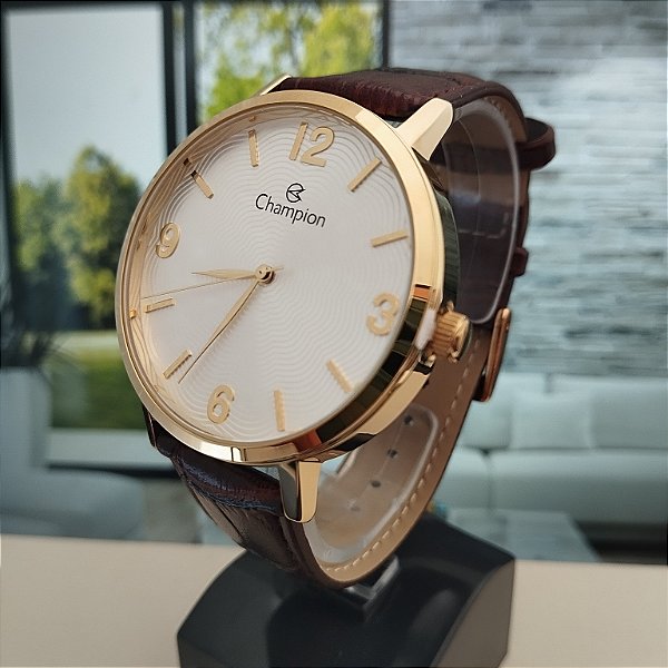 Relogio feminino champion de couro vinho CN20917B