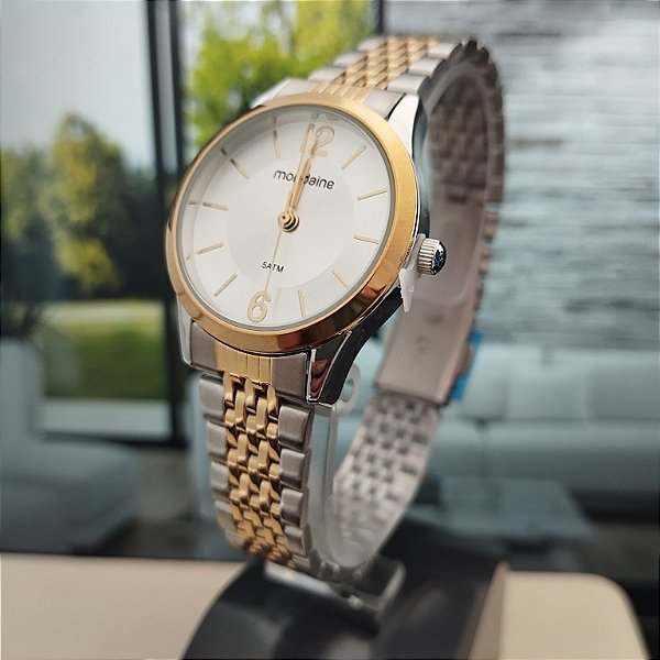 Relogio feminino mondaine prata com dourado 32698LPMVBE2