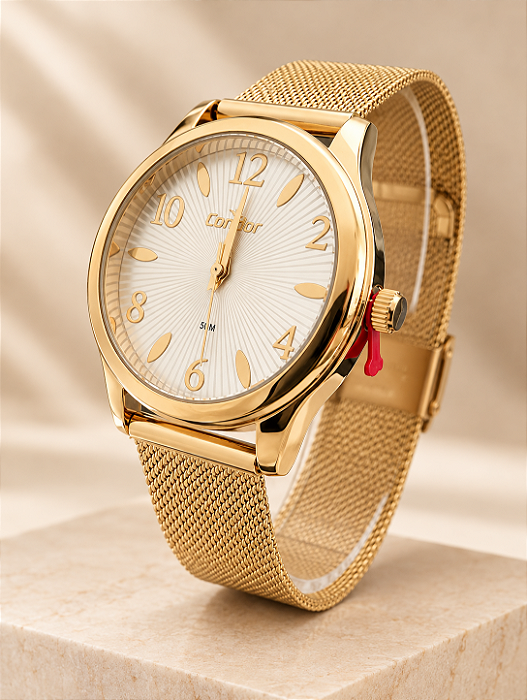 Relogio feminino condor dourado CO2035NNL/4K