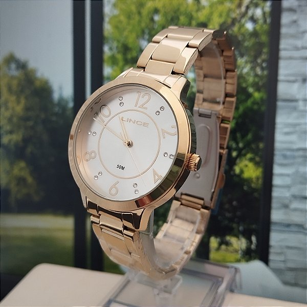 Relogio feminino Lince dourado LRG4738L38S2KX