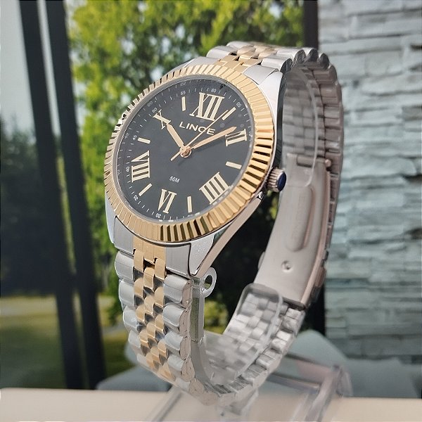 Relogio feminino prata com dourado LRTM047L36P3SK