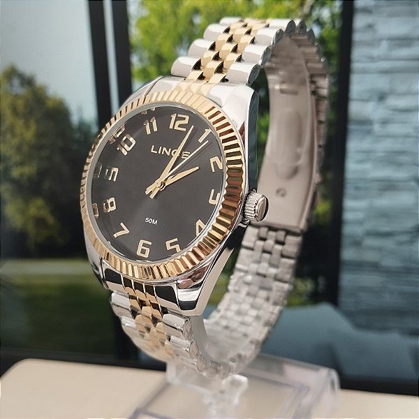 Relogio feminino Lince prata com douradoLRTJ176L36P2SK