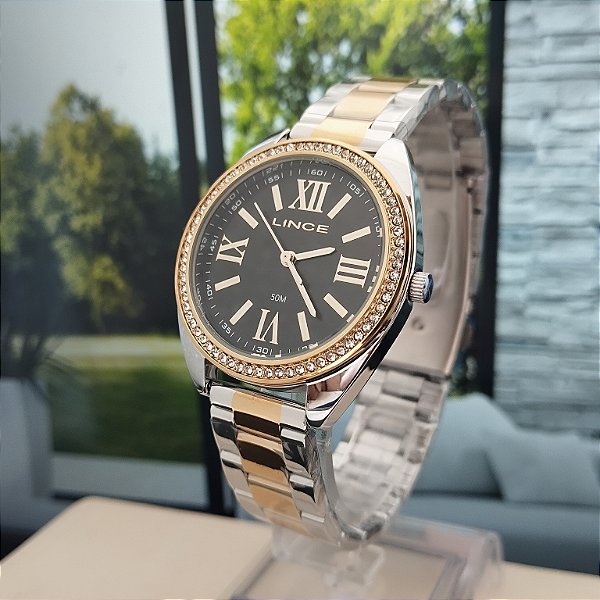 Relogio feminino Lince prata com dourado LRTH262L36P3SK