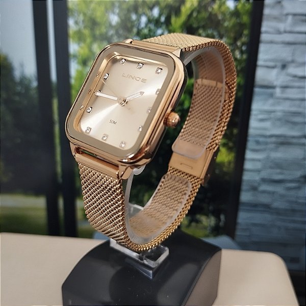 Relógio Feminino Lince Cristais Dourado LQGH253L26 C1KX