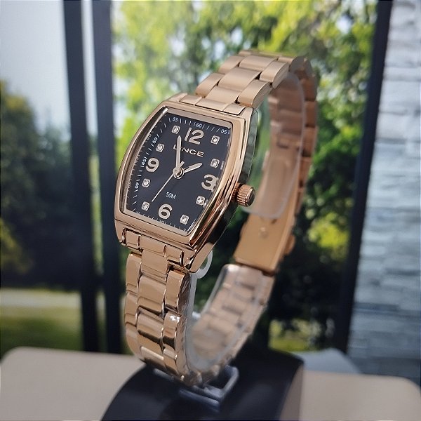 Relógio Lince Dourado Feminio Fundo Preto LQGH265L22 P2KX