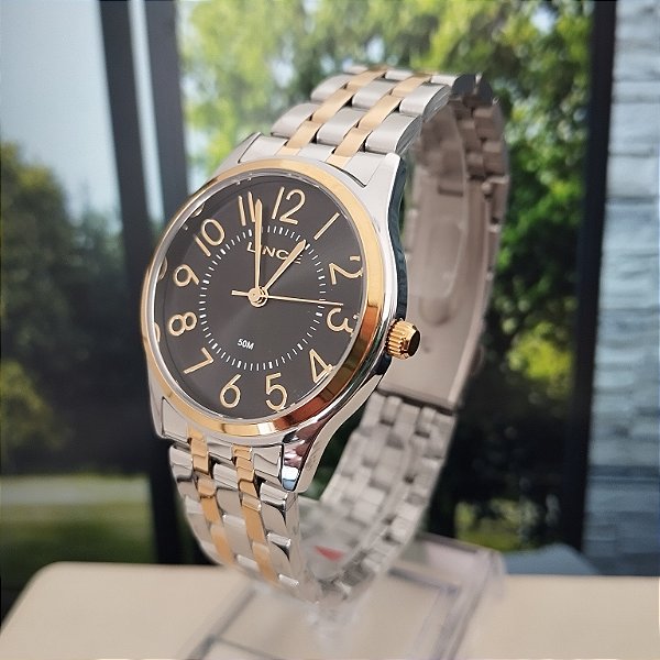 Relogio feminino Lince prata com dourado LRTM041L34P2SK