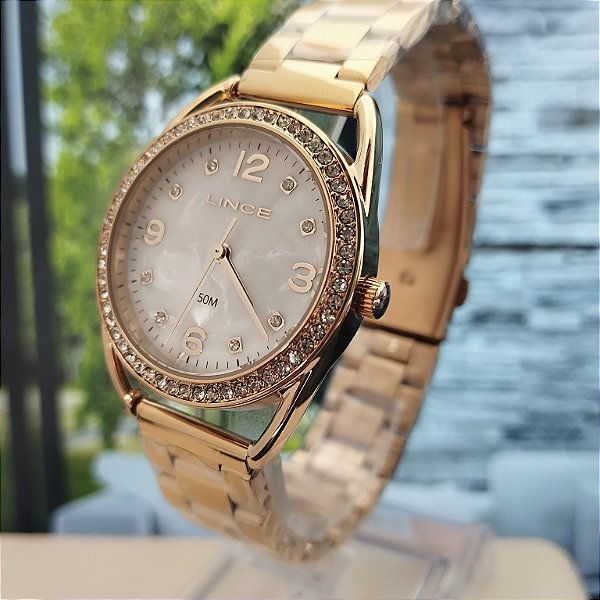 Relogio feminino Lince dourado LRGJ172L38S2KX