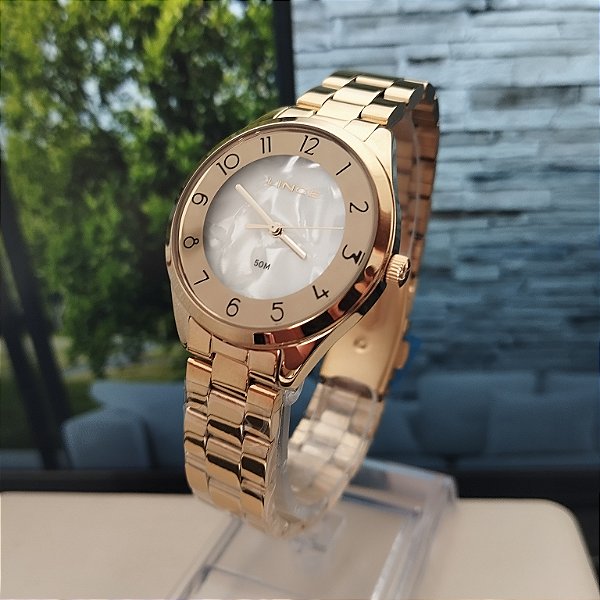 Relogio feminino Lince dourado LRGH273L32B2KX