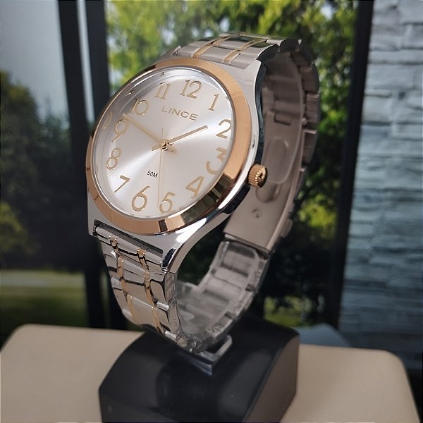 Relogio feminino Lince prata com dourado LRTM029L38S2SK