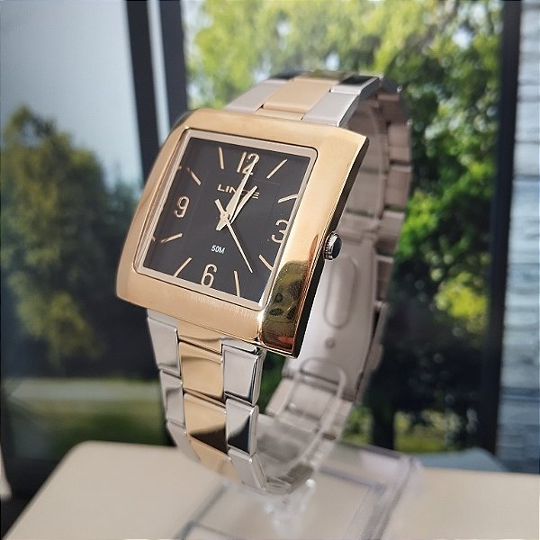 Relogio feminino Lince prata com dourado LQT476L34P2SK