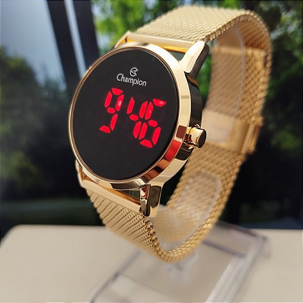 Mini Relogio Feminino Champion Dourado Digital - CH48162V