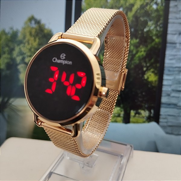 Mini Relógio Champion Digital Feminino Dourado - CH48199V