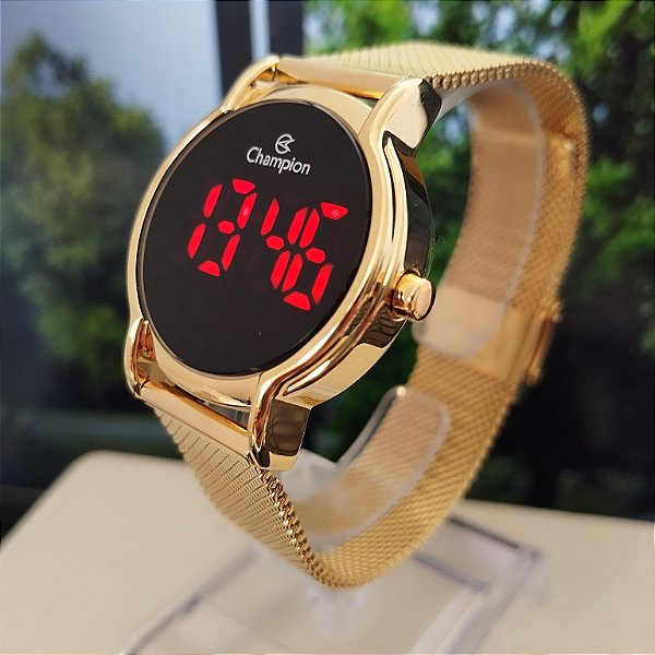 Mini Relógio Champion Digital Feminino Dourado - CH48224V