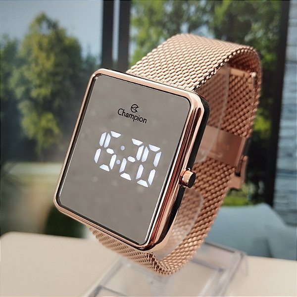 MINI RELÓGIO CHAMPION DIGITAL ROSÊ ESPELHADO - CH48180Z