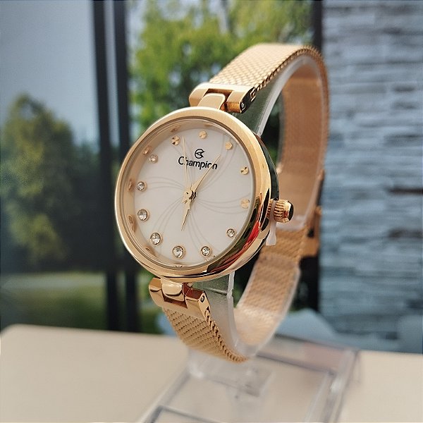 Relogio feminino Champion dourado CF26357H
